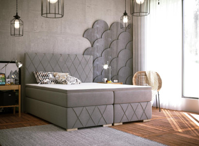 Boxspring Bed Complete Set Mattress & Topper Luxury Upholstery 180x200cm Beds new