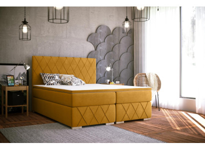 Boxspring Bed Complete Set Mattress & Topper Luxury Upholstery 160x200cm Beds new