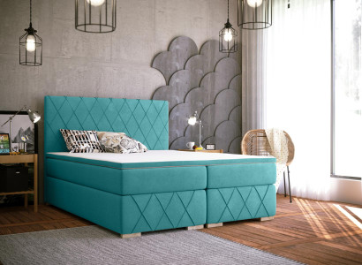 Complete Set Mattress & Topper Boxspring Bed Luxury Upholstery 140x200cm Beds