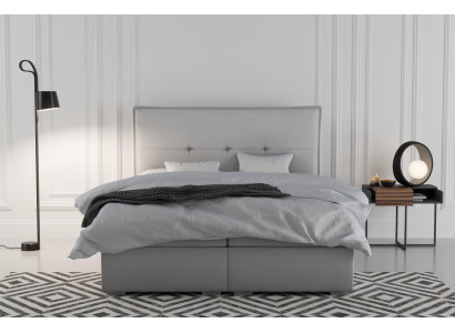 Boxspring Bed Hotel Double Textile Gray Luxury Beds Upholstery bed base function