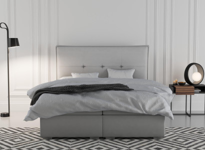 Boxspring Bed Hotel Double Textile Gray Luxury Beds Upholstery bed base function