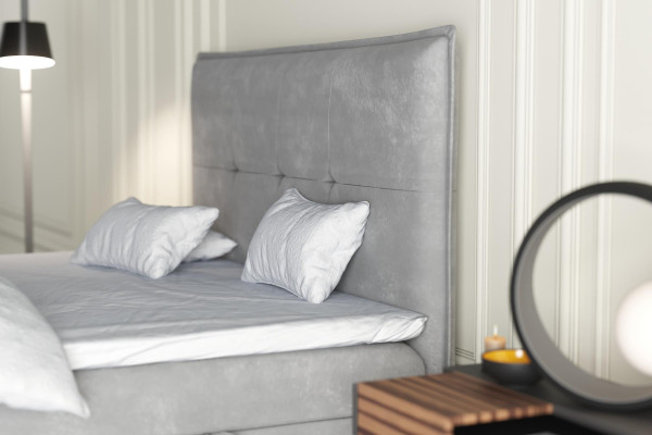 Boxspring Bed Hotel Double Textile Gray Luxury Beds Upholstery bed base function