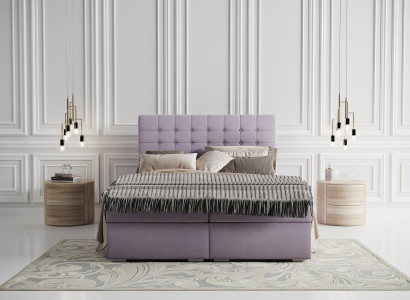Complete Set Mattress & Topper Box Spring Bed Pink Upholstery 180x200cm