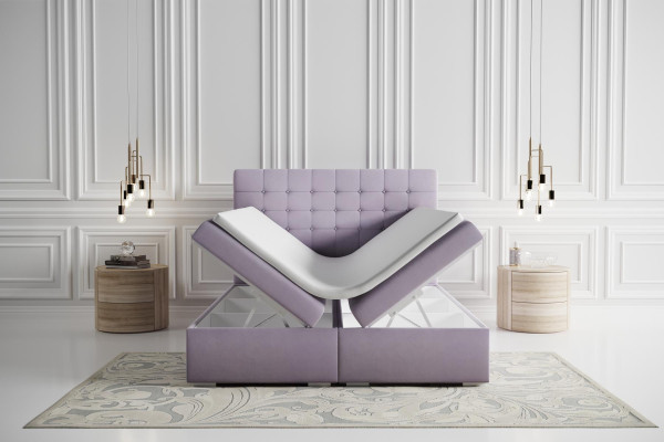 Complete Set Mattress & Topper Box Spring Bed Pink Upholstery 180x200cm