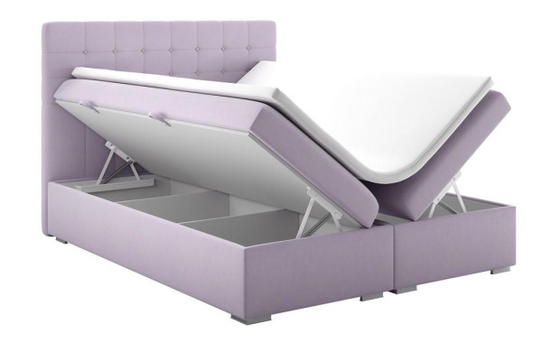 Complete Set Mattress & Topper Box Spring Bed Pink Upholstery 180x200cm