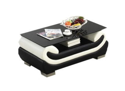 Coffee table Classic r Leather Table with Glass Top Tables Glass Tables Leather Table