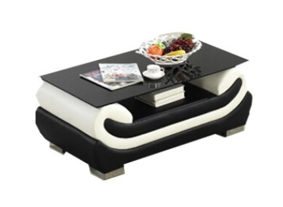 Coffee table Classic r Leather Table with Glass Top Tables Glass Tables Leather Table