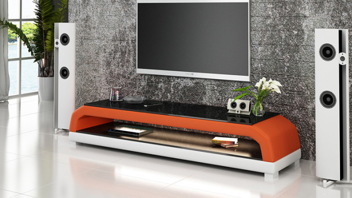 TV-cabinet TV Sideboard Leather Glass Table Television Wardrobe Table Lowboard Mo.G