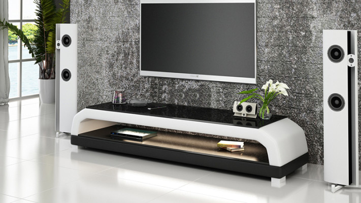 TV-cabinet TV Sideboard Leather Glass Table Television Wardrobe Table Lowboard Mo.G