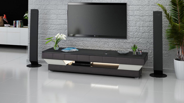 TV-cabinet TV Sideboard Leather Glass Table Television Wardrobe Table Lowboard Mo.J