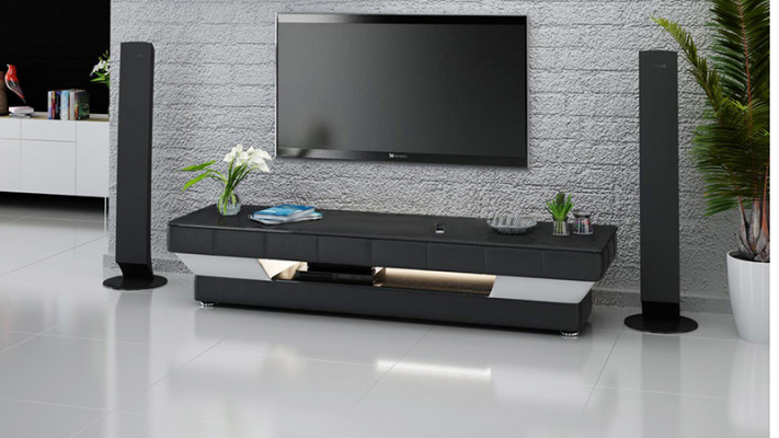 TV-cabinet TV Sideboard Leather Glass Table Television Wardrobe Table Lowboard Mo.J
