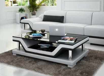 Designer Coffee table Upholstery Table Leather Glass Modern Tables #SB3009