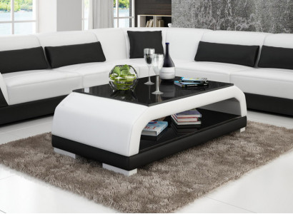 Designer Coffee table Upholstery Table Leather Glass Modern Tables 6108