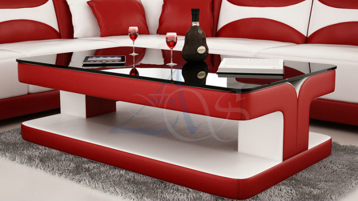 Designer Coffee table Upholstery Table Leather Glass Modern Tables Glass