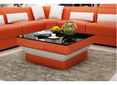 Designer Coffee table Upholstery Table Leather Glass Modern Tables #8009