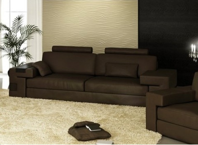 Leather Sofa Set 3+2+1 Couch Seat Upholstery Sofa Suite Set Nassau Brown