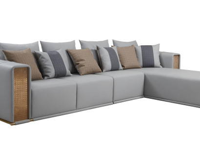 Corner sofa Leather L-shape Living landscape Couch Corner suite Upholstery new Gray Furniture