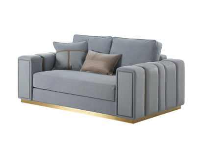 Sofa 2 Seater Living room Modern Design Couches Sofa Blue Textile Furniture HellBlue