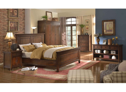Bed Bedside table Wardrobe 7 pcs. Bedroom Design Luxury Set Beds Sets