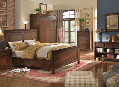 Bed Bedside table Wardrobe 7 pcs. Bedroom Design Luxury Set Beds Sets