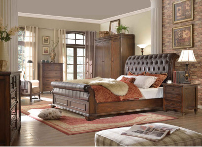 6 pieces Bedroom Set(Bed + 2x Bedside table + 2x Wardrobe + Chest of drawers)