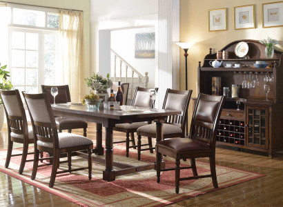 Dining room Set Dining table 6 Chairs Sideboard Tables Wood Design Group Suite 9pcs