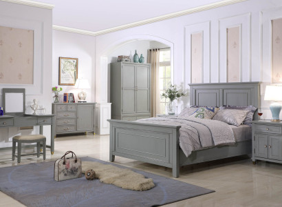 Bedroom Furniture Complete e Sets Bed Bedside table Wardrobe Table new 6pcs.