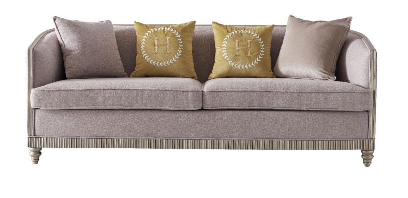 Designer Couch Seat Upholstery 3+1+1 Seater BeigeTextil Suite Sofa Velvet new
