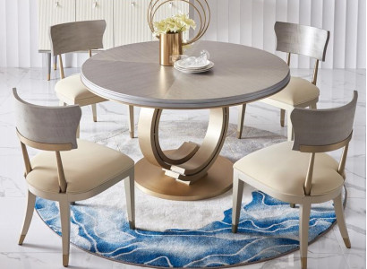 Complete e Dining room Suite Round Table + 4x Armchair Chairs