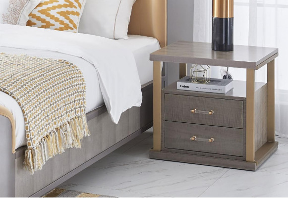 Bed Bedside table 4 pcs. Bedroom Set Design Modern Luxury Beds Group Leather