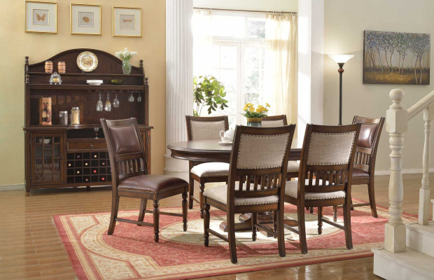 Wooden Designer Dining Set for Living room Table 6x Chair Set upholstered 7pc