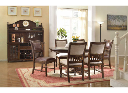 Wooden Designer Dining Set for Living room Table 6x Chair Set upholstered 7pc