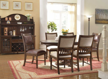Wooden Designer Dining Set for Living room Table 6x Chair Set upholstered 7pc