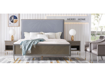 Bed 2x Bedside table 3 pcs. Bedroom Set Design Deco Modern Luxury Beds