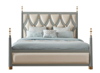 Luxury Furniture Bedroom Hotel Beds Royal Gold Bed Wood Bed 180x200cm