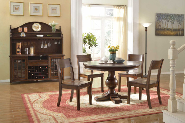 Design Round Table 4x Chairs Dining Room Seat Round Tables Suite Wood 5pcs. set