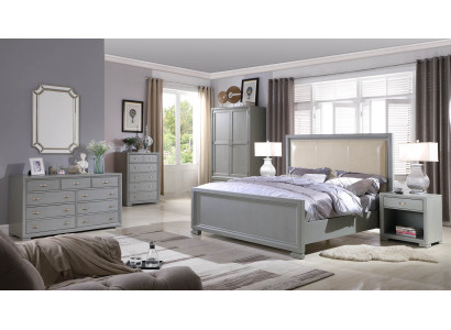 Bed 2x Bedside table 3 pcs. Bedroom Set Beds Furniture Chesterfield 180x200cm