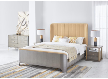 Bedroom Set Bed Bedside table Design Modern Beds Group Leather 3 pcs.
