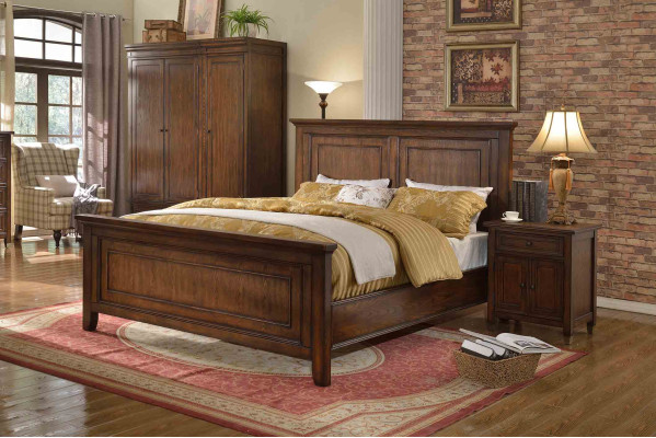 Bedroom 3 pcs Bedside tables Set Design Luxury Bed Wood Double bed new