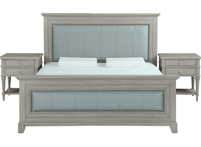 Bedroom Bed Bedside tables 3 pcs. Set Design Luxury Beds Wood Double bed new