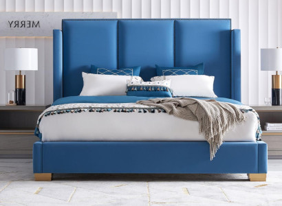 Bed Leather 2x Bedside table 3 pcs. Bedroom Set Furniture Modern Luxury