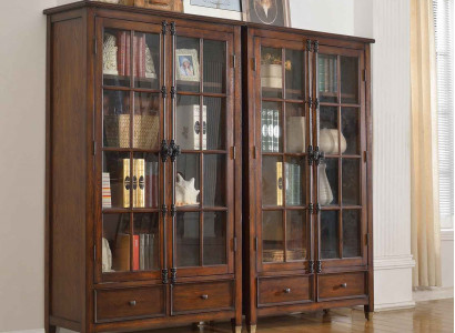 Set 2x Display case Chests of drawers Vitrines Glass Wardrobe Glass cabinet Display cabinet Wood