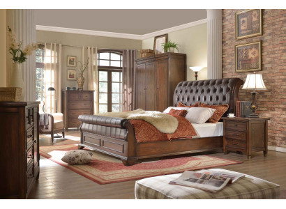 Chesterfield Bed Leather Upholstery Double Beds Designer Bed 180 x 200cm Baroque