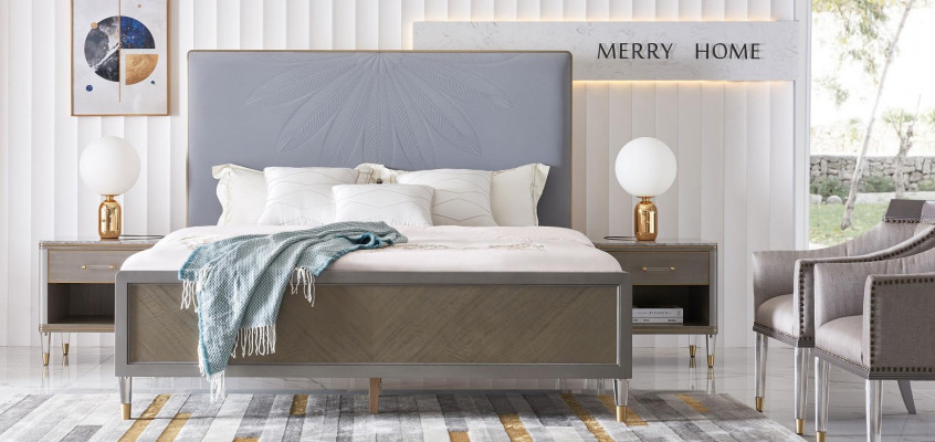 Leather Bed Double bed Gray 180x200 Beds Upholstery Luxury Double