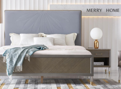 Leather Bed Double bed Gray 180x200 Beds Upholstery Luxury Double