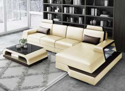 Modern Corner sofa Design Sofa Upholstery Corner Living landscape Leather Textile Couch LED