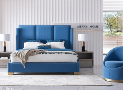Royal Blue Bed Double Bedroom Beds Textile 180x200 Luxury Hotel