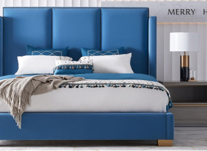 Bedroom Design luxury Bed 180x200 Textile Double Bed frame Blue
