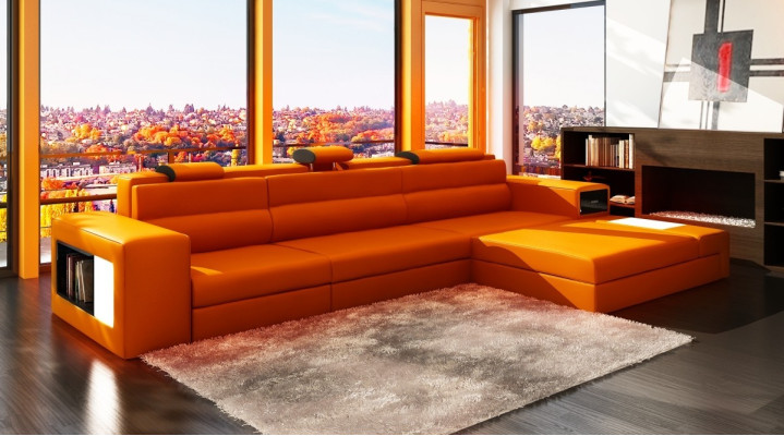 Leather sofa Couch Living landscape Corner sofa Corner Suite Design Modern Sofa B2006B
