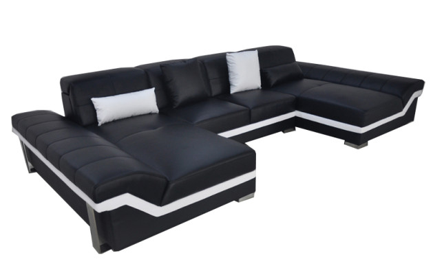 Leather Sofa Couch Living Landscape Corner Suite Design Modern Sofa U-shape with USB